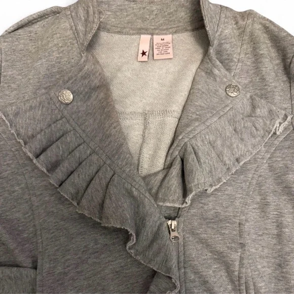 Gray Ruffled Zip-Up Jacket - Picture 3 of 3